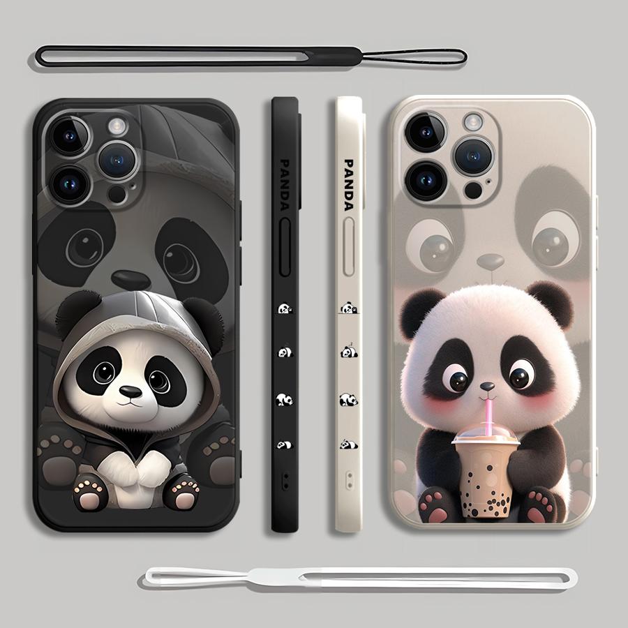 Cute Panda Phone Case for iPho - đánh giá và giá Lanyard Anime Logo