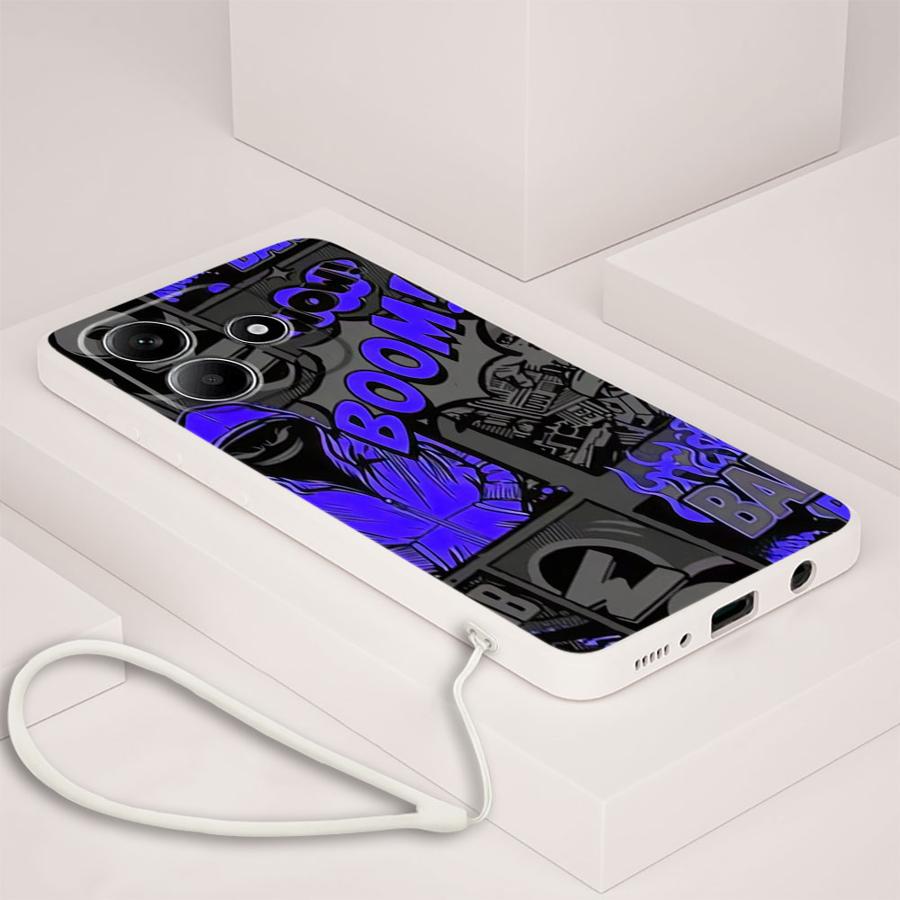 Graffiti Blue Comic Print Case - đánh giá và giá Lanyard Anime Logo