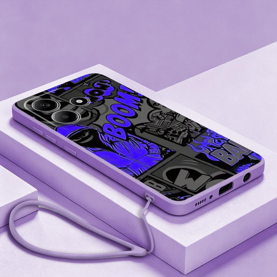 Graffiti Blue Comic Print Case - đánh giá và giá Lanyard Anime Logo